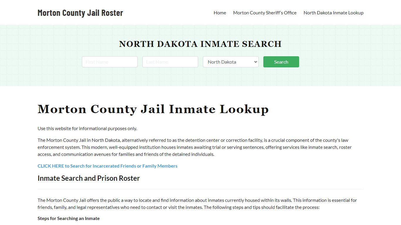 Morton County Jail Roster Lookup, ND, Inmate Search